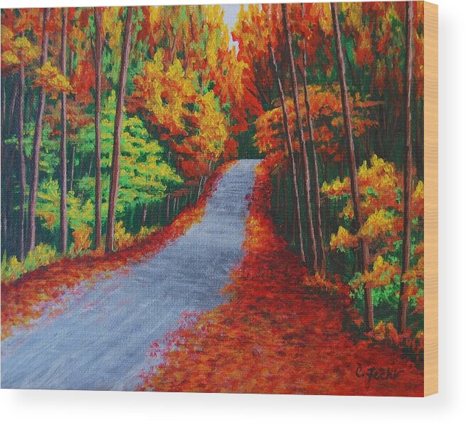 Red Wood Print featuring the painting Fall in New Hampshire by Cheryl Fecht
