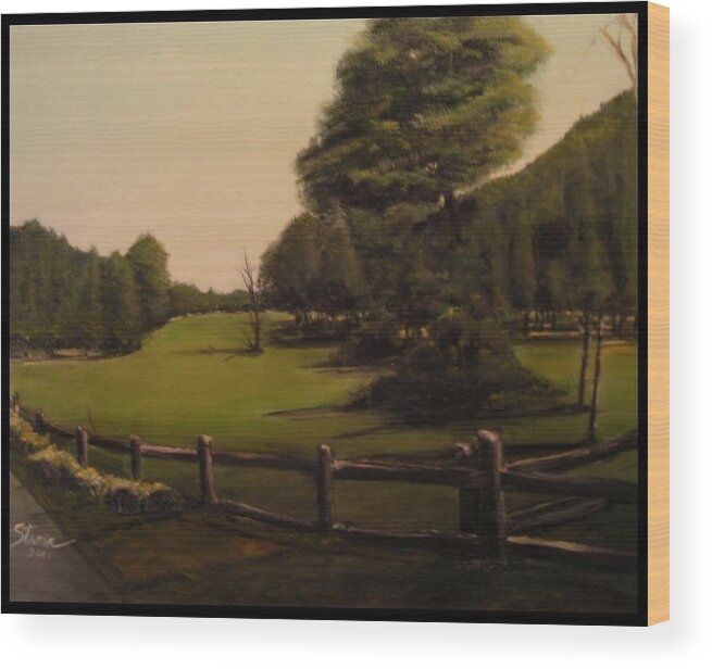 Fineartamerica.com Wood Print featuring the painting Landscape of Duxbury Golf Course - Image of Original Oil Painting #3 by Diane Strain