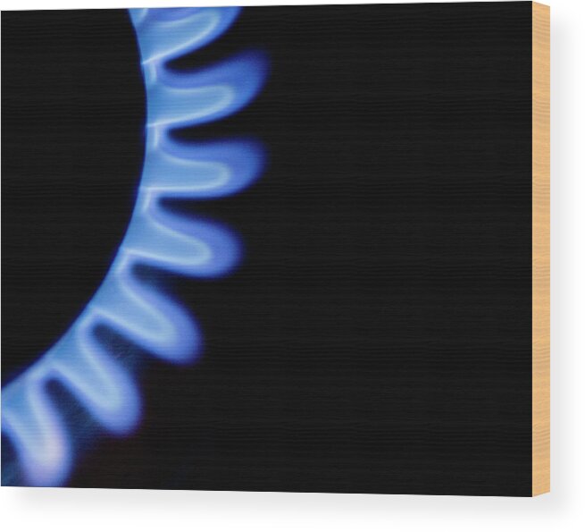 Flame Wood Print featuring the photograph Lit Gas Ring #2 by Paul Whitehill/science Photo Library