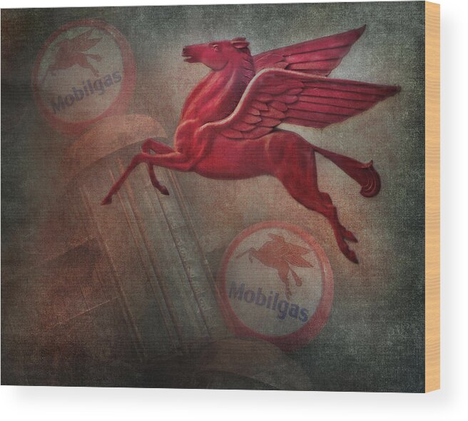 Advertising Wood Print featuring the photograph Pegasus #2 by David and Carol Kelly