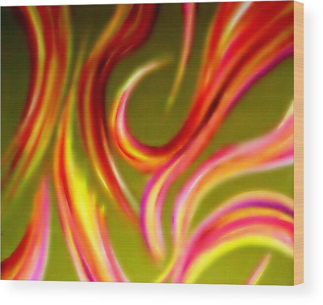 Abstract Wood Print featuring the painting Pyromania #2 by Cyryn Fyrcyd
