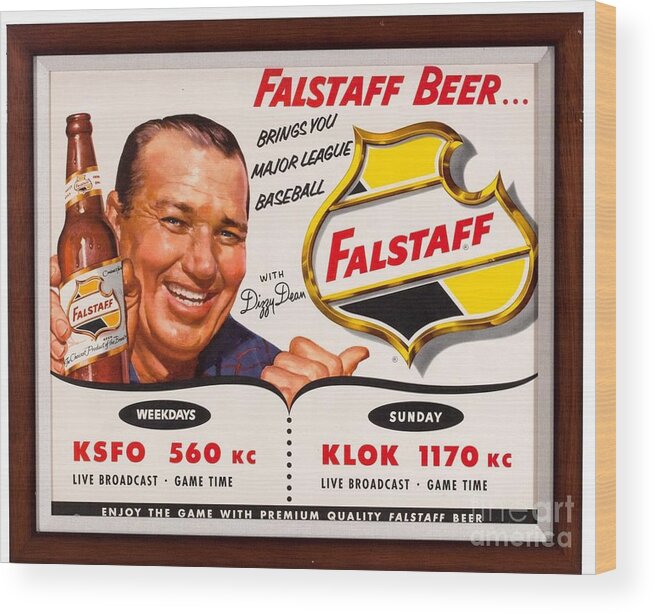 Vintage Wood Print featuring the photograph Vintage Falstaff Beer Poster #2 by Action