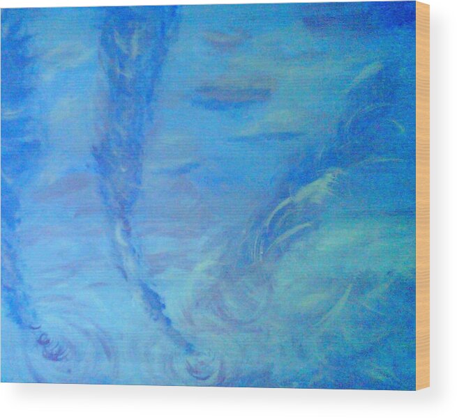 Blue Wood Print featuring the painting Waterspouts by Suzanne Berthier