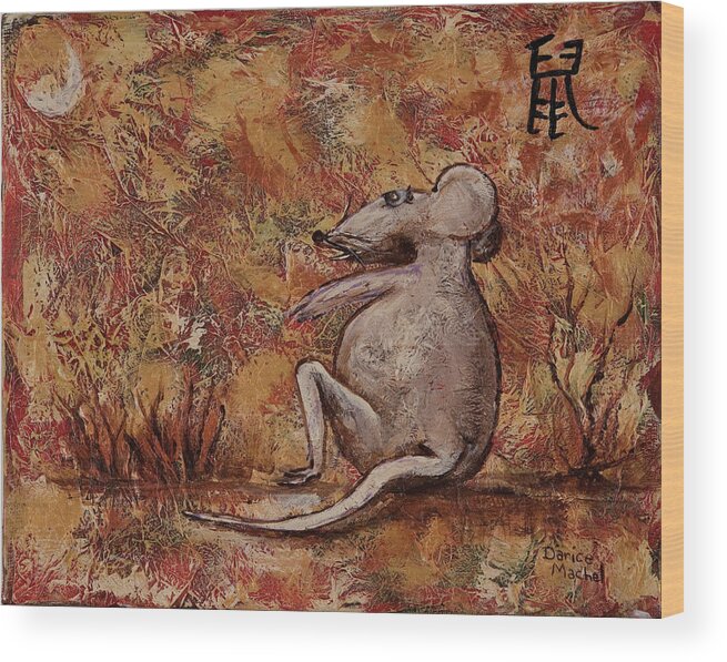 Animal Wood Print featuring the painting Year Of The Rat by Darice Machel McGuire