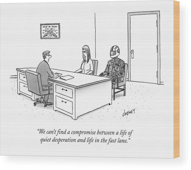 Marriage Counselors Wood Print featuring the drawing We Can't Find A Compromise Between A Life by Tom Cheney