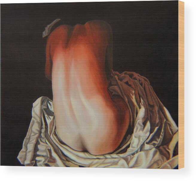 Back Wood Print featuring the painting 3 A.m. by Thu Nguyen