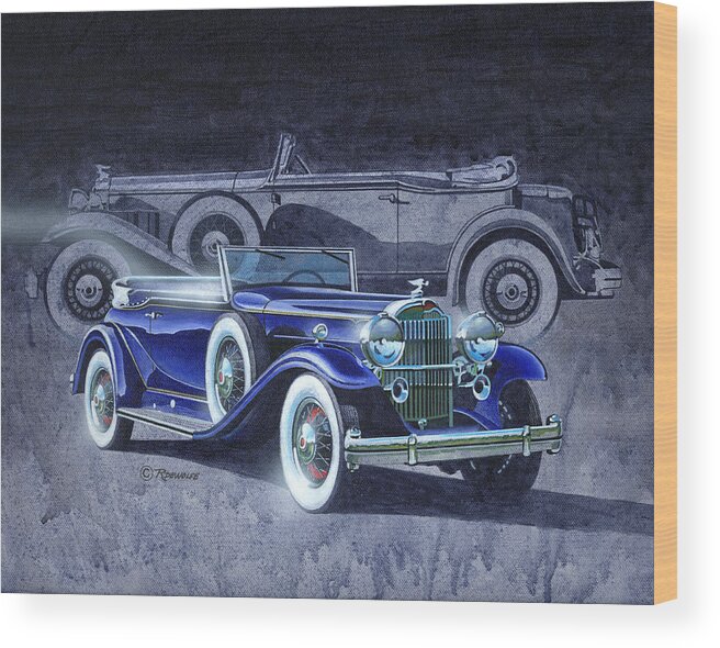 Antique Wood Print featuring the painting 32 Packard by Richard De Wolfe