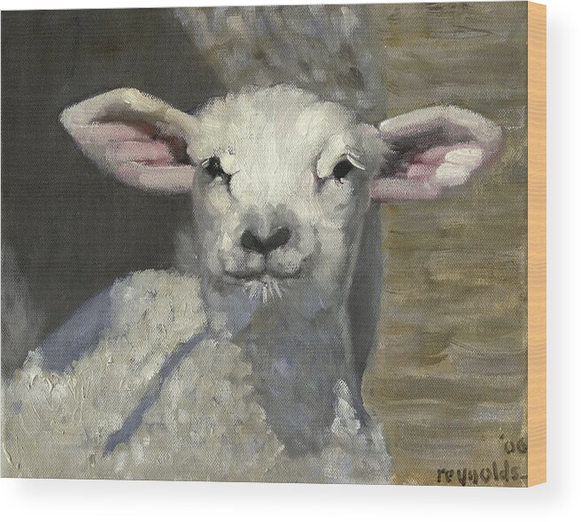  Wood Print featuring the painting Spring Lamb #4 by John Reynolds