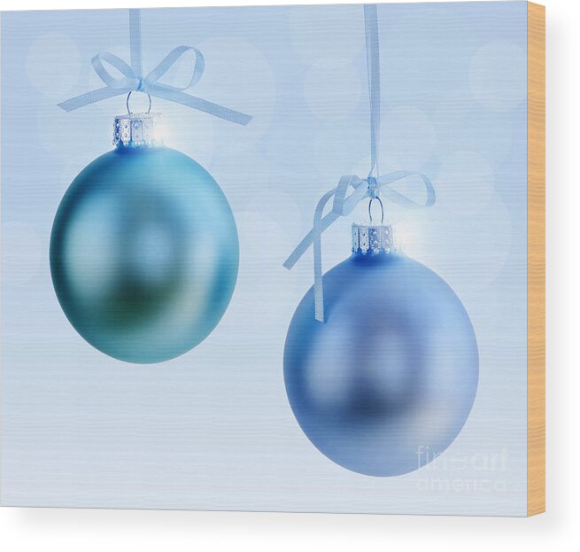 Christmas Wood Print featuring the photograph Christmas ornaments 2 by Elena Elisseeva