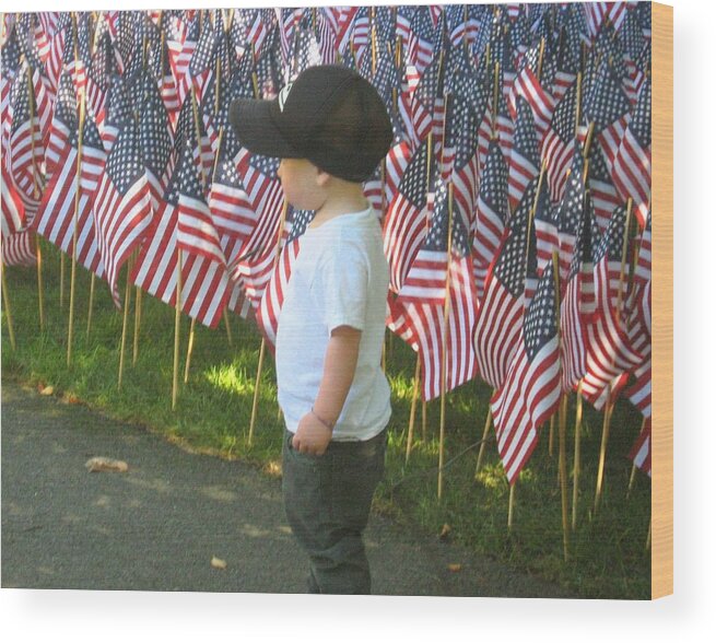 Flag Wood Print featuring the photograph 9 /11s New Generation by Bruce Carpenter