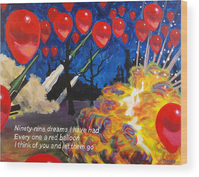 Nena Wood Print featuring the painting 99 Red Balloons by Tommy Midyette