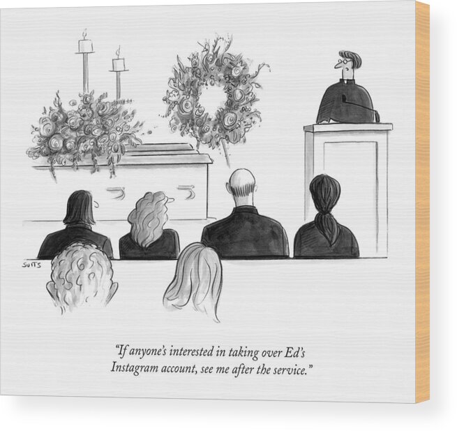 Instagram Wood Print featuring the drawing A Priest Makes A Eulogy by Julia Suits