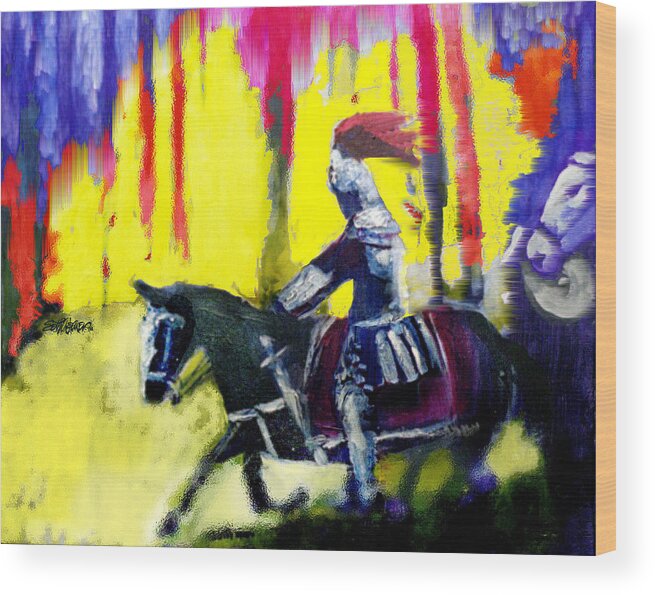 Gladiator Wood Print featuring the painting A Ride Through Fire by Seth Weaver
