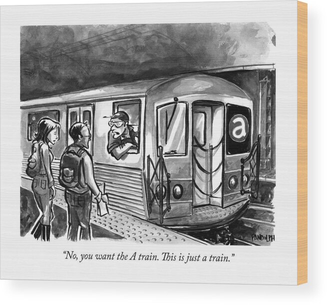 Subway Wood Print featuring the drawing A Subway Conductor Drives A Train Marked by Corey Pandolph