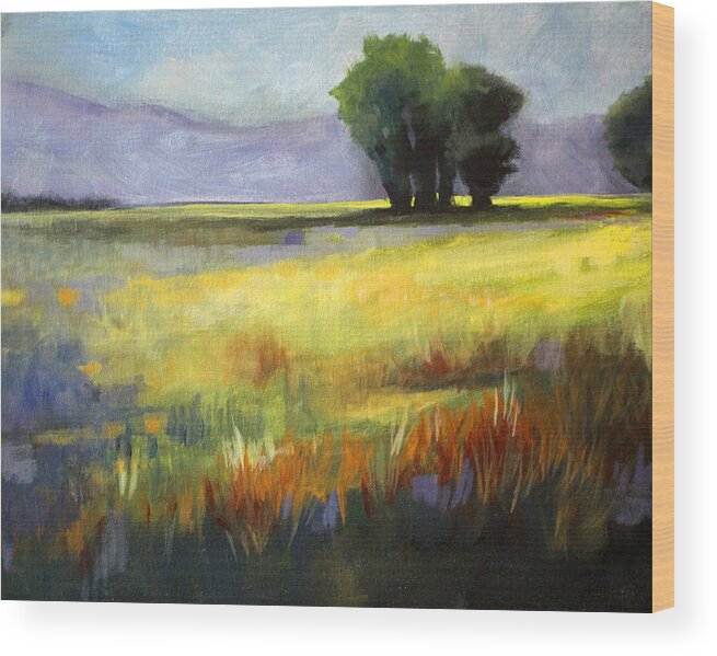 Oregon Wood Print featuring the painting Across the Field by Nancy Merkle