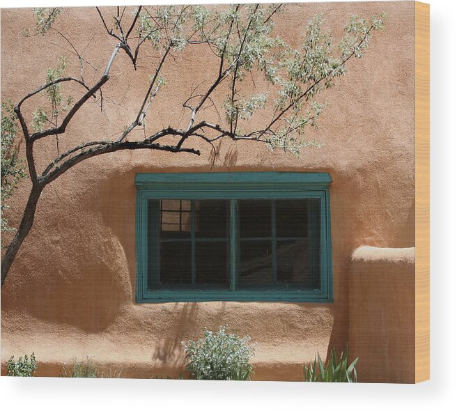 Adobe Wood Print featuring the photograph Adobe Window in Green by Hermes Fine Art