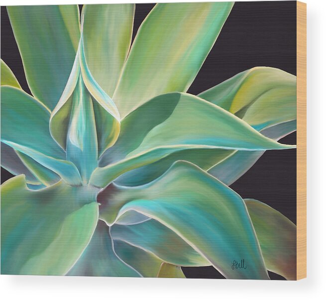 Agave Wood Print featuring the painting Agave 2 by Laura Bell