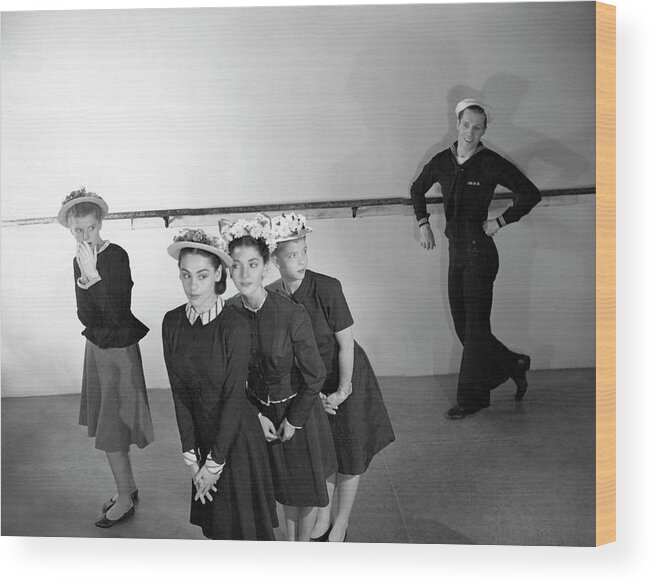 Fashion Wood Print featuring the photograph Agnes De Mille's Young Dancers Modeling Suits by Horst P. Horst