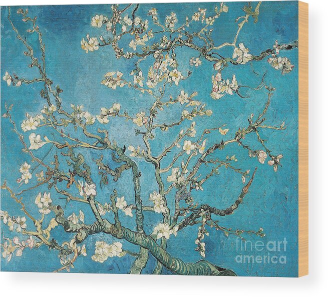 Van Wood Print featuring the painting Almond branches in bloom by Vincent van Gogh