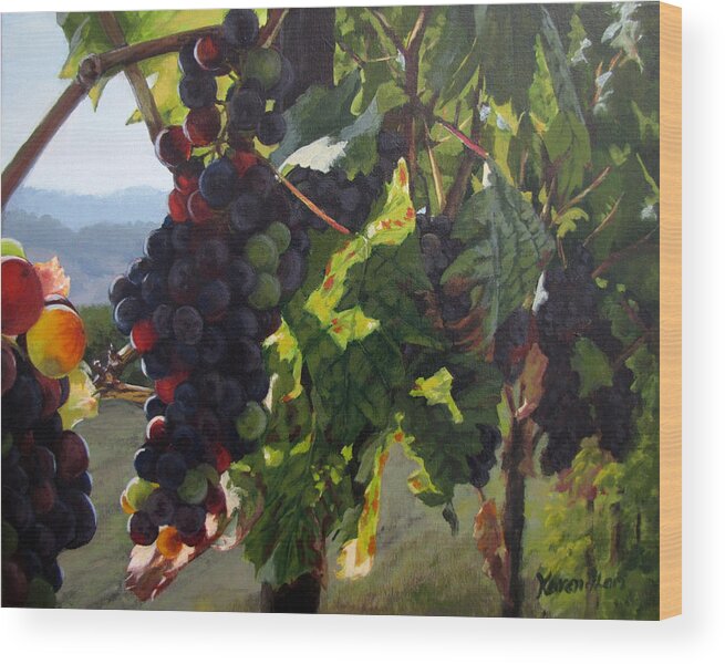 Grapes Wood Print featuring the painting Almost Harvest by Karen Ilari