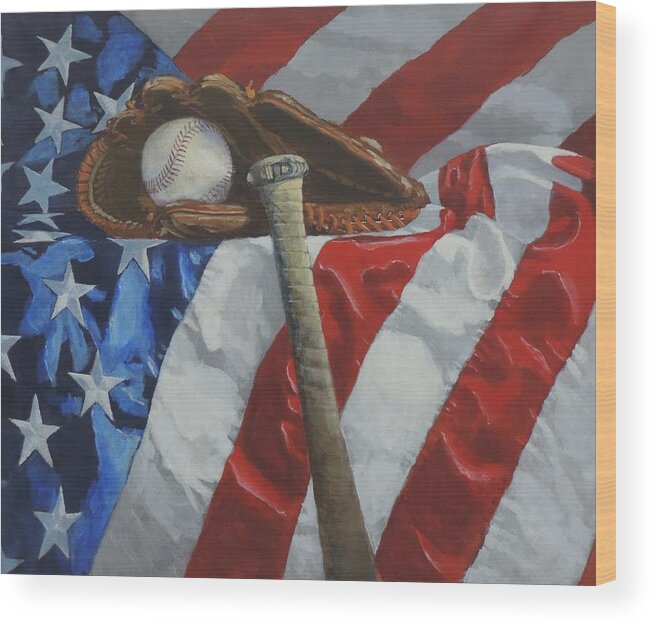 America's Game Wood Print featuring the painting America's Game  by Bill Tomsa