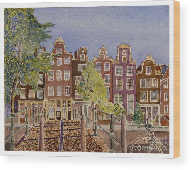 Amsterdam Wood Print featuring the painting Amsterdam by Godwin Cassar