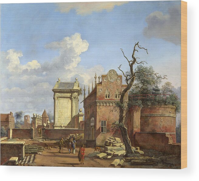 Jan Van Der Heyden Wood Print featuring the painting An Architectural Fantasy by Jan van der Heyden