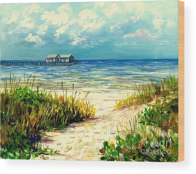 Anna Maria Island Pier Wood Print featuring the painting Anna Maria Island Pier by Lou Ann Bagnall
