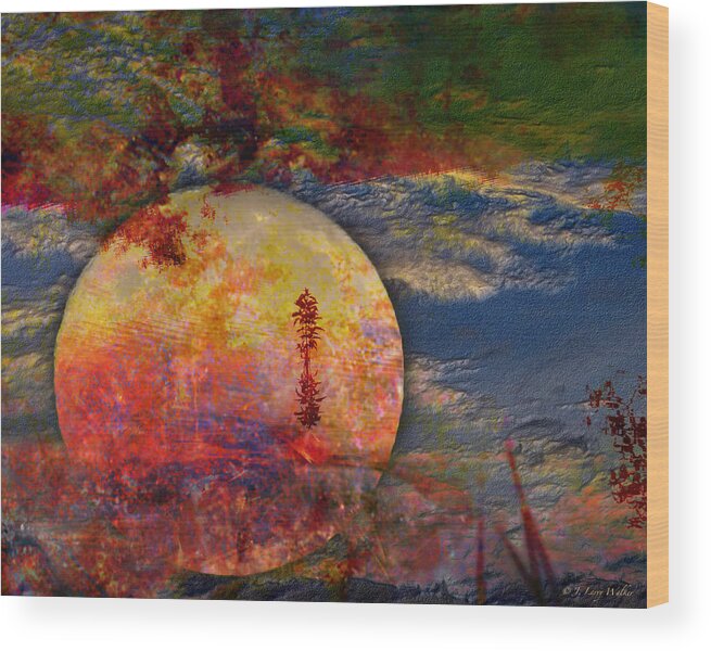 J Larry Walker Wood Print featuring the digital art Another World Moon Abstract by J Larry Walker