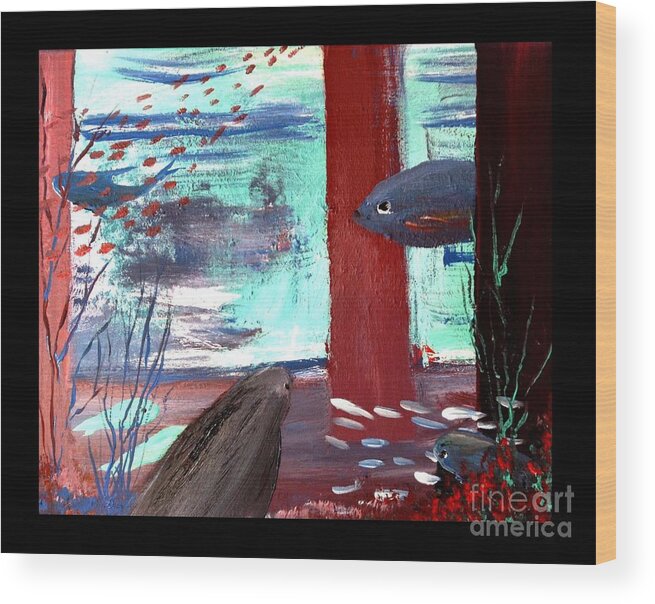 Fish Wood Print featuring the painting Aquarium 109 by James and Donna Daugherty