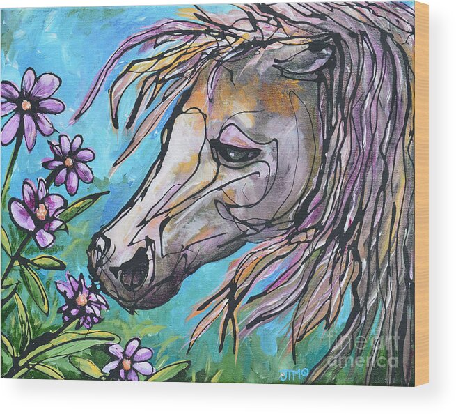 Horse Wood Print featuring the painting Aromatherapy by Jonelle T McCoy