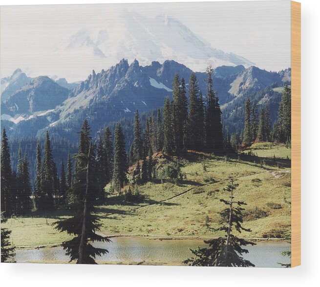 Mountain Wood Print featuring the photograph At Mt. Rainiers Feet by Myrna Walsh