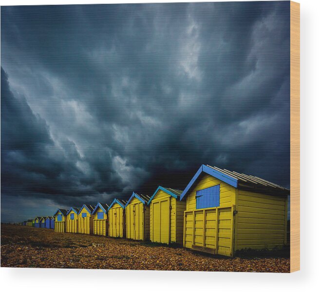 Beach Huts Wood Print featuring the photograph August In Littlehampton by Chris Lord