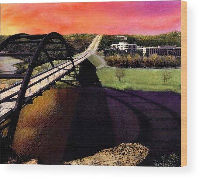 Austin Wood Print featuring the photograph Austin 360 Bridge by Marilyn Hunt