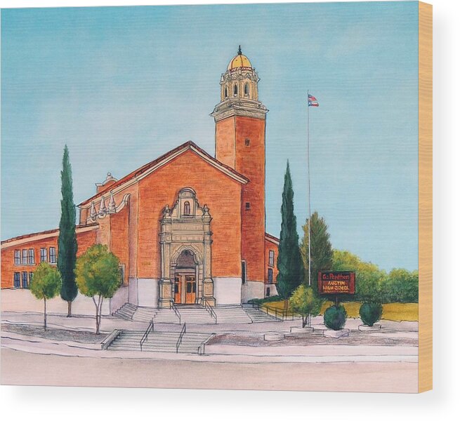 El Paso Wood Print featuring the painting Austin High School by Candy Mayer