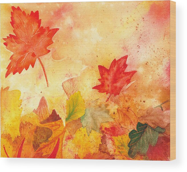 Fall Wood Print featuring the painting Autumn Dance by Irina Sztukowski