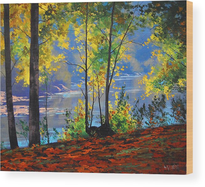 River Wood Print featuring the painting Autumn in Tumut by Graham Gercken