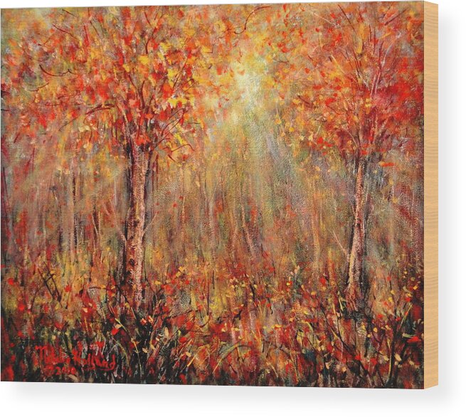 Landscape Wood Print featuring the painting Autumn by Natalie Holland