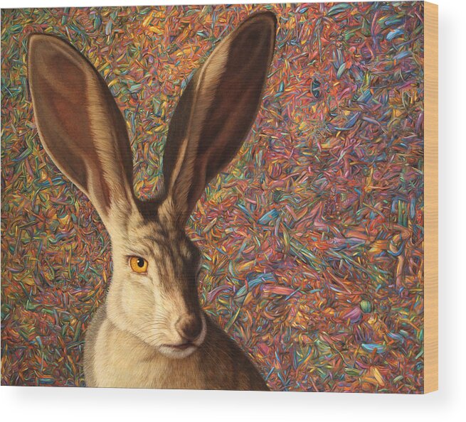 Rabbit Wood Print featuring the painting Background Noise by James W Johnson
