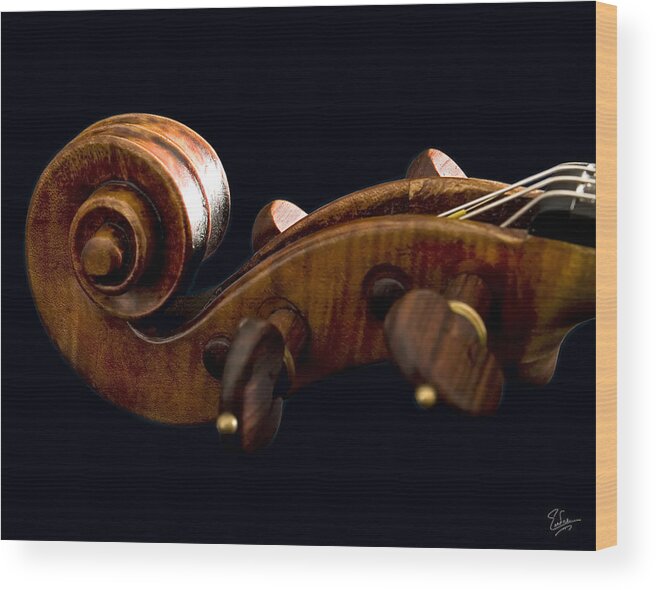 Strad Wood Print featuring the photograph Backlit Scroll by Endre Balogh