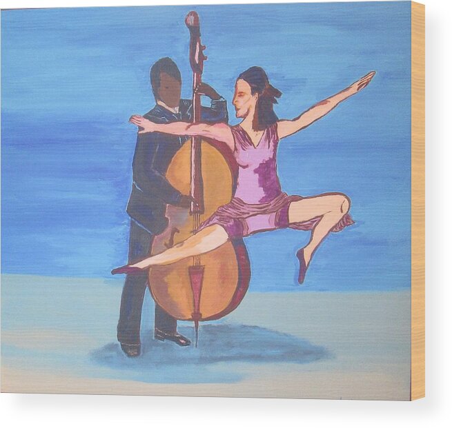 Upright Bass Wood Print featuring the painting Ballet and Jazz by Jennylynd James