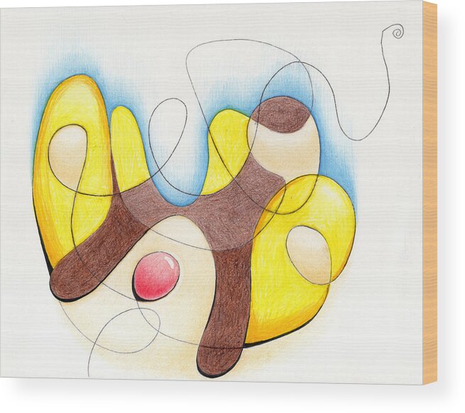 Pareidolia Wood Print featuring the drawing Banana Split by Ismael Cavazos