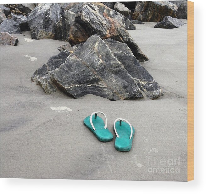 Turquoise Wood Print featuring the photograph Barefoot by Patricia Januszkiewicz