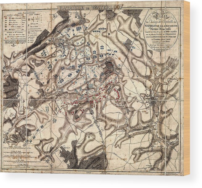 Waterloo Wood Print featuring the photograph Battle of Waterloo Old Map by Phil Cardamone