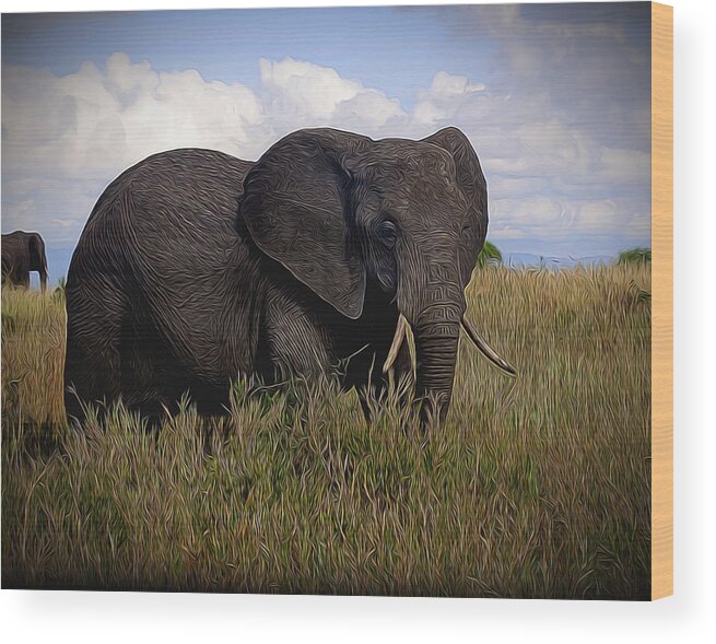 Elephant Wood Print featuring the photograph Big One by Roni Chastain
