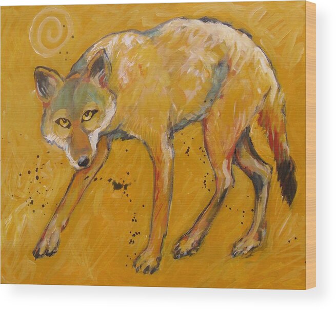 Coyote Wood Print featuring the painting Big Sky Coyote by Carol Suzanne Niebuhr