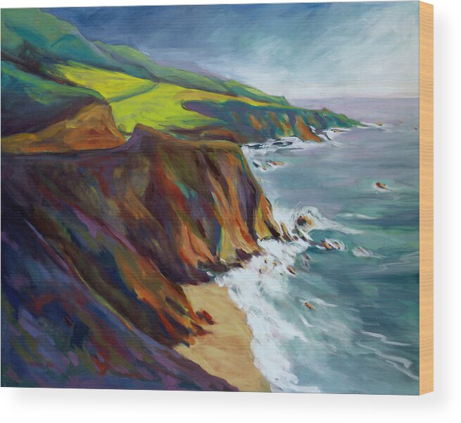 Big Wood Print featuring the painting Big Sur 1 by Konnie Kim