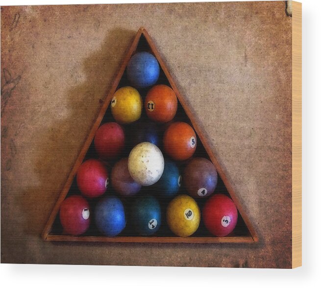 Pool Wood Print featuring the photograph Billiard Balls by Timothy Bulone