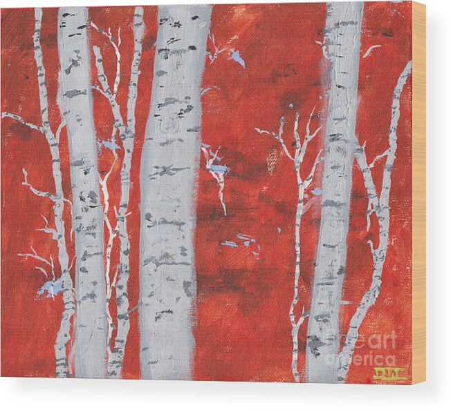 Birch Tree Wood Print featuring the painting Birch Woods by David Jackson