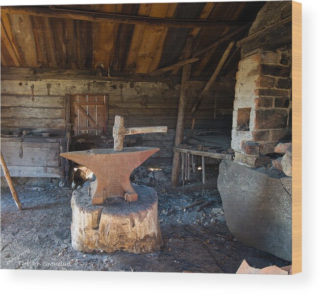Blacksmiths Tools Wood Print featuring the photograph Blacksmiths tools by Torbjorn Swenelius